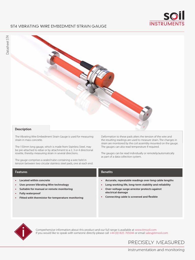 ST4 Vibrating Wire Embedment Strain Gauge | Download Free PDF | Wire ...