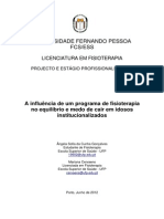 Influência Da Fisioterapia No Equilibrio e Medo de Cair