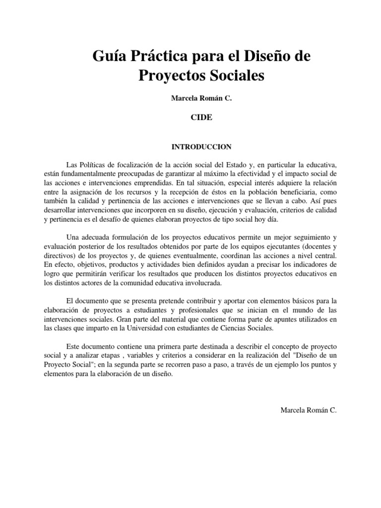 Guía para el Diseño de Proyectos Sociales | PDF