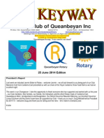 The Keyway - 25 June 2014 Edition - weekly newsletter for Queanbeyan Rotary
