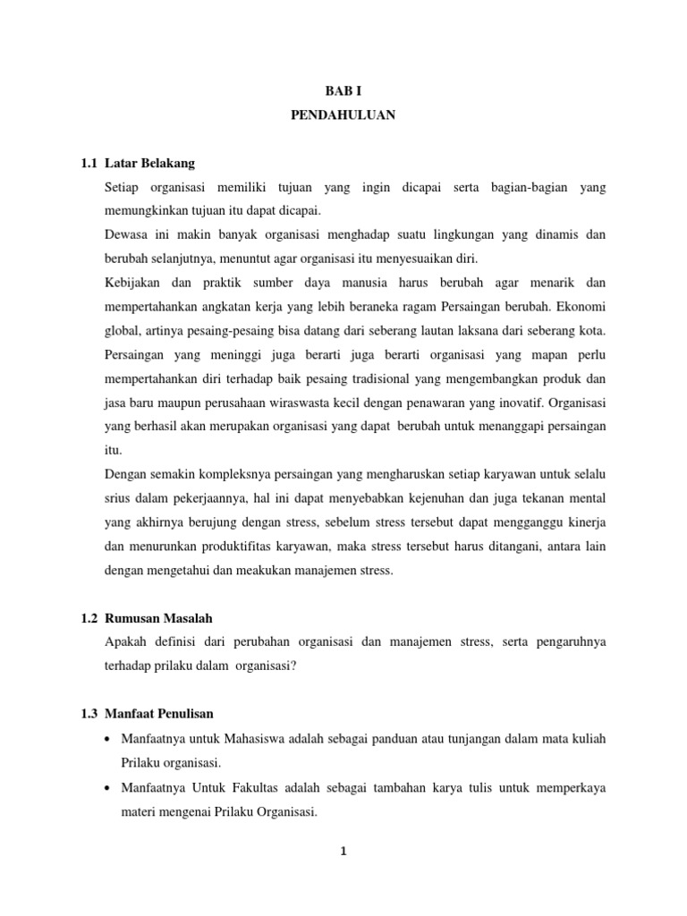 Perubahan Organisasi dan Manajemen Stres