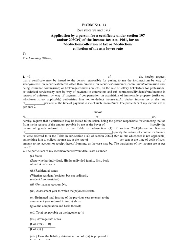 Income Tax Certificate Application Form | PDF | Tax Deduction | Taxes