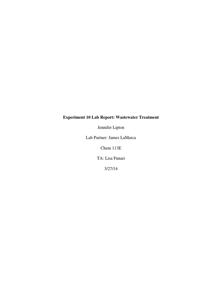 Wastewater Treatment Lab Report | PDF | Ph | Environmental Remediation