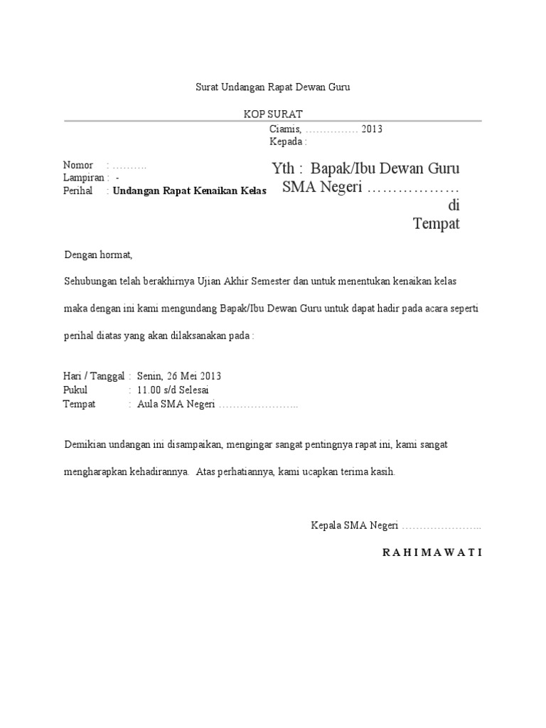 5000 Koleksi Contoh Surat Undangan Rapat Full Block Style HD Terbaik