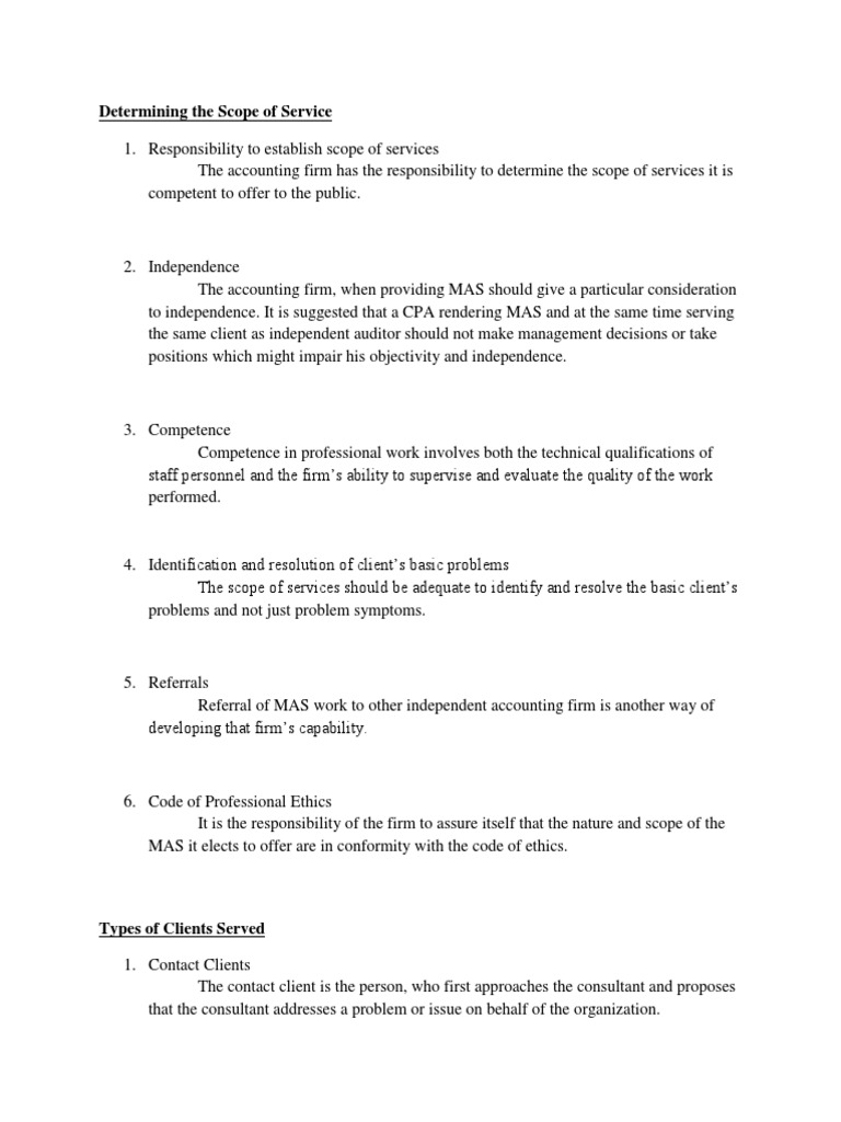 Defining Firm Scope of Services | PDF | Consultant | Scope (Computer ...