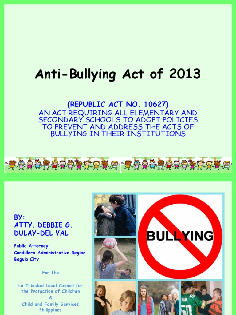 Powerpoint Anti Bullying Act In The Philippines Bullying Cyberbullying