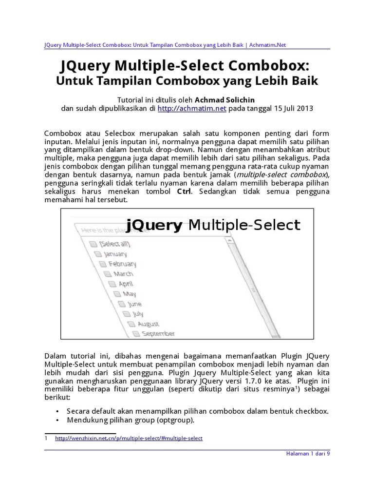 JQuery Multiple Select Combobox Untuk Tampilan Combobox Yang Lebih Baik ...