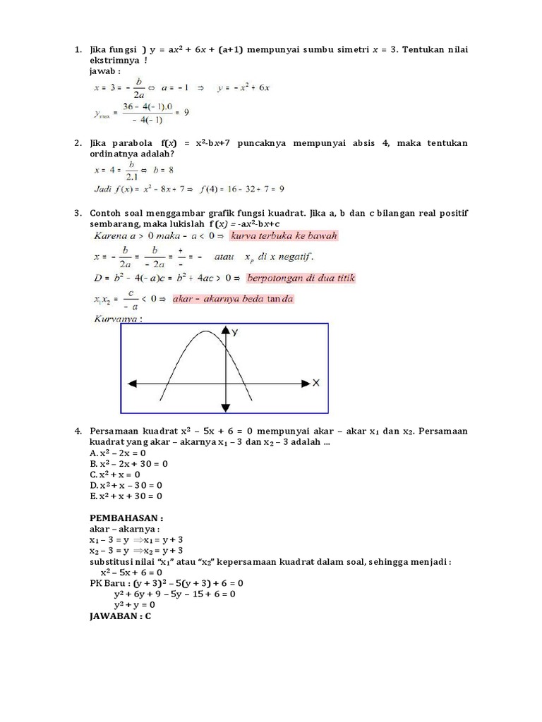 Soal Persamaan Kuadrat