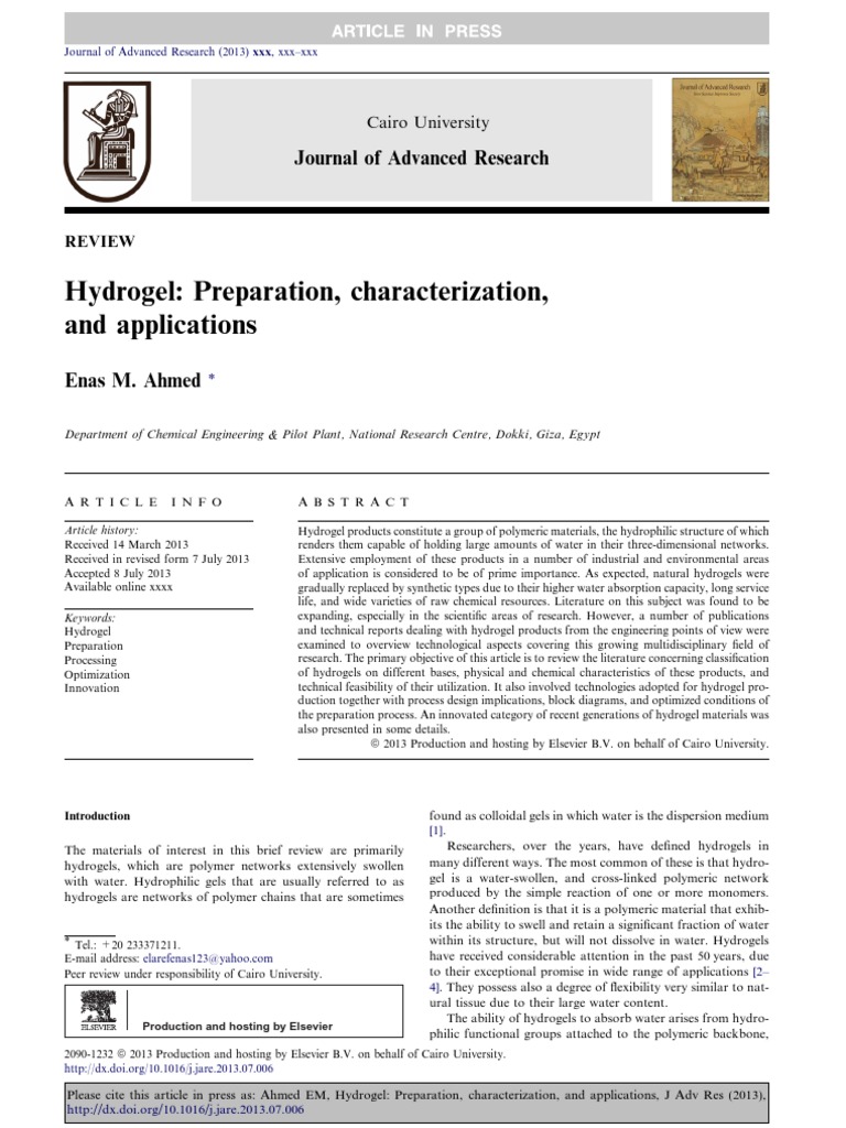 Hydrogel: Preparation and Applications | PDF | Gel | Polymers