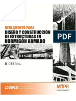 R 033 Reglamento Para Diseño y Construcción de Estructuras en Hormigon Armado. Decreto No. 50 12.