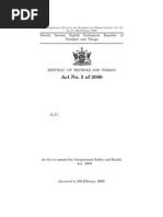 Amendment To OSH Act of Trinidad and Tobago