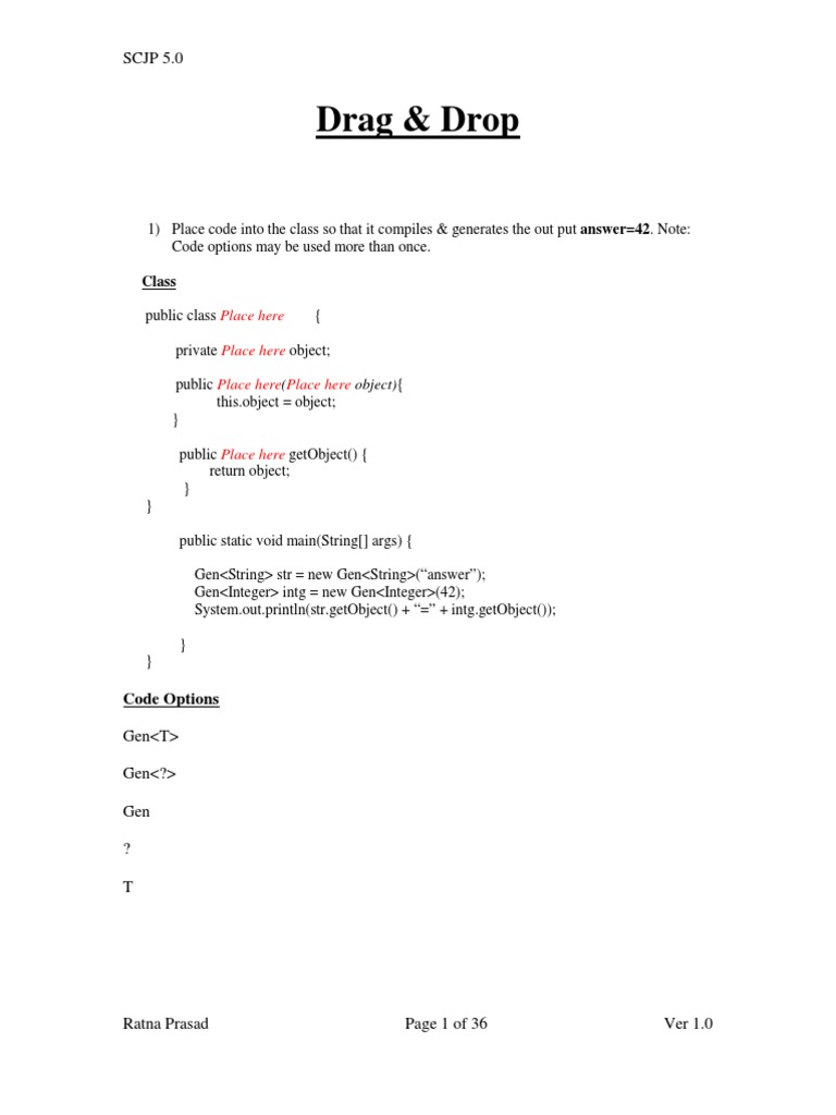 Drag and Drop SCJP5 | PDF | Filename | Java (Programming Language)