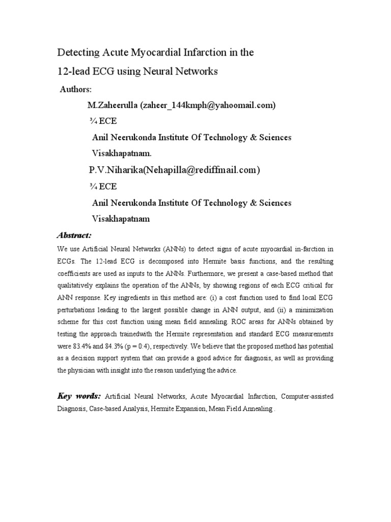 Detecting Acute Myocardial Infarction in The 12-Lead ECG Using Neural ...
