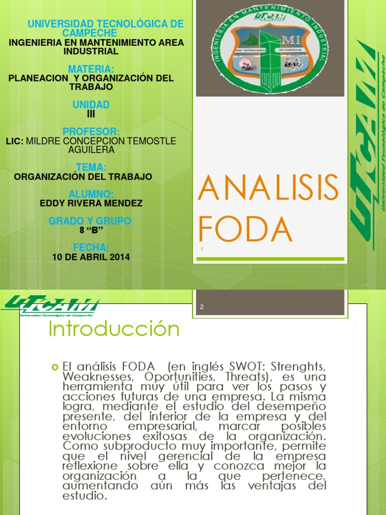 Análisis FODA para la Organización Empresarial | PDF | Análisis FODA ...