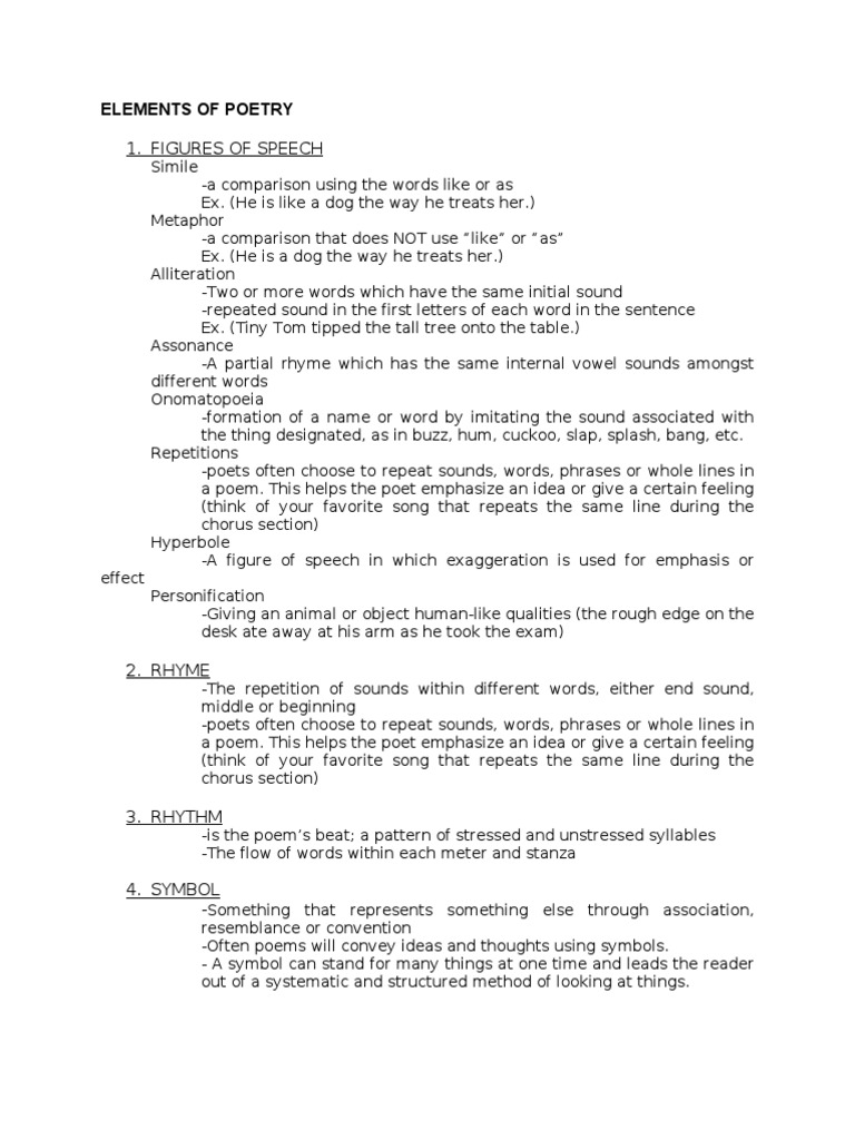 Key Elements of Poetry Explained | PDF | Metre (Poetry) | Phonaesthetics