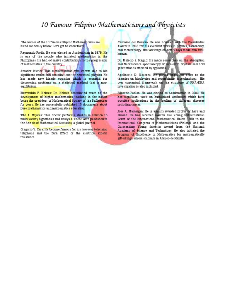 10 Famous Filipino Mathematicians and Physicists Physics