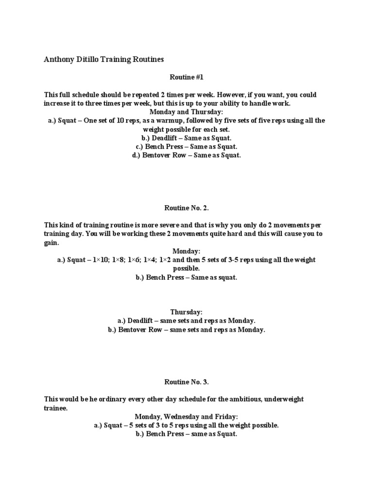Anthony Ditillo's Strength Training Routines | PDF | Recreation | Sports
