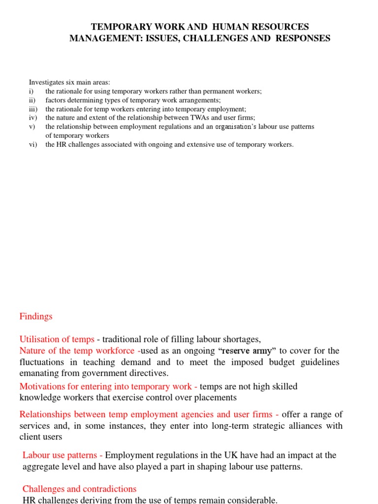 Managing Temporary Staffing Challenges | PDF | Temporary Work | Employment