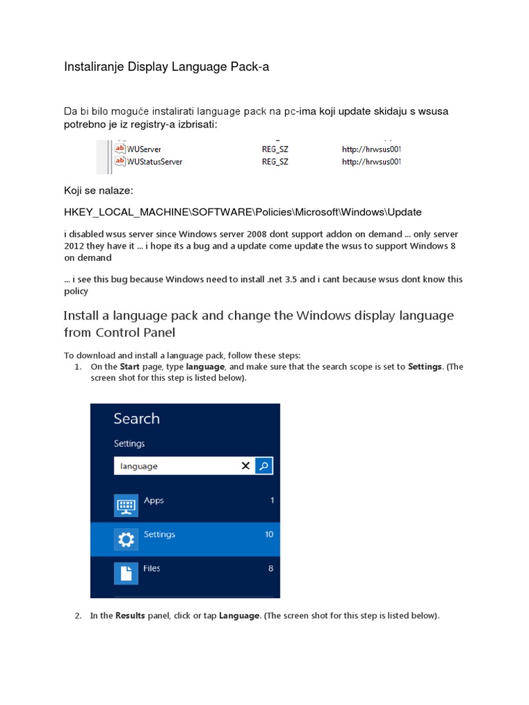 Install Windows Language Pack Guide | PDF