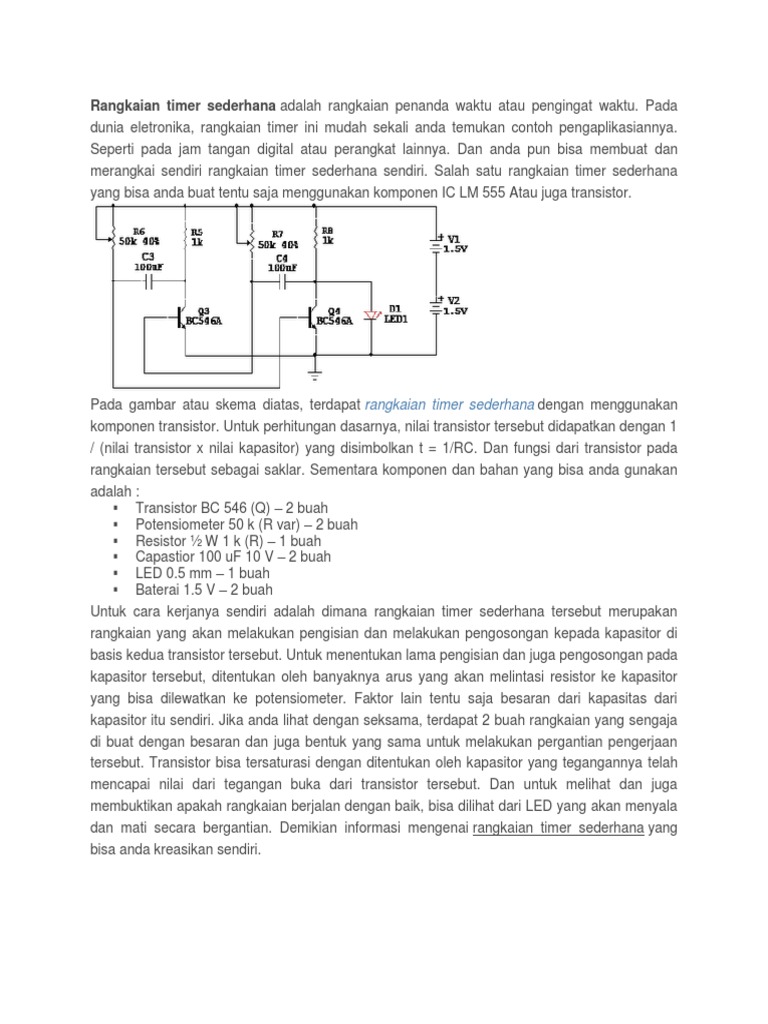 Rangkaian Timer Sederhana | PDF