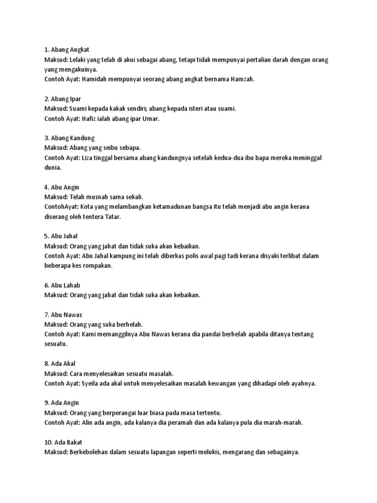 Istilah dan Contoh Bahasa Melayu | PDF