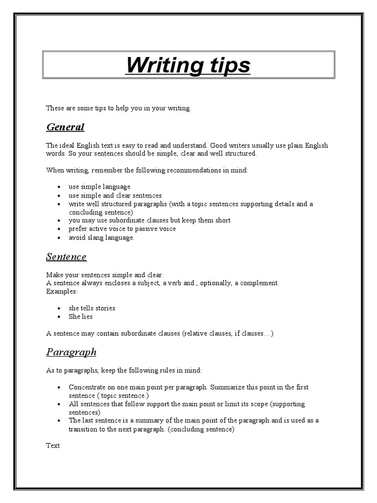 Writing Tips | PDF | Career & Growth