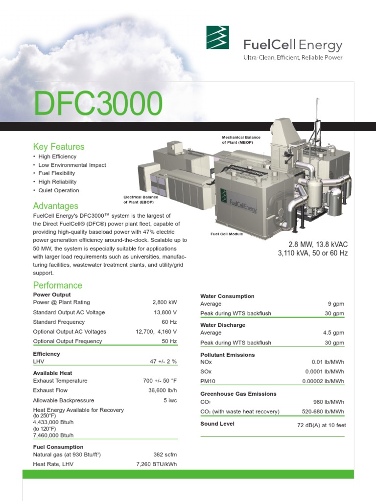 DFC3000 Product Specifications PDF Fuel Cell Kilowatt Hour