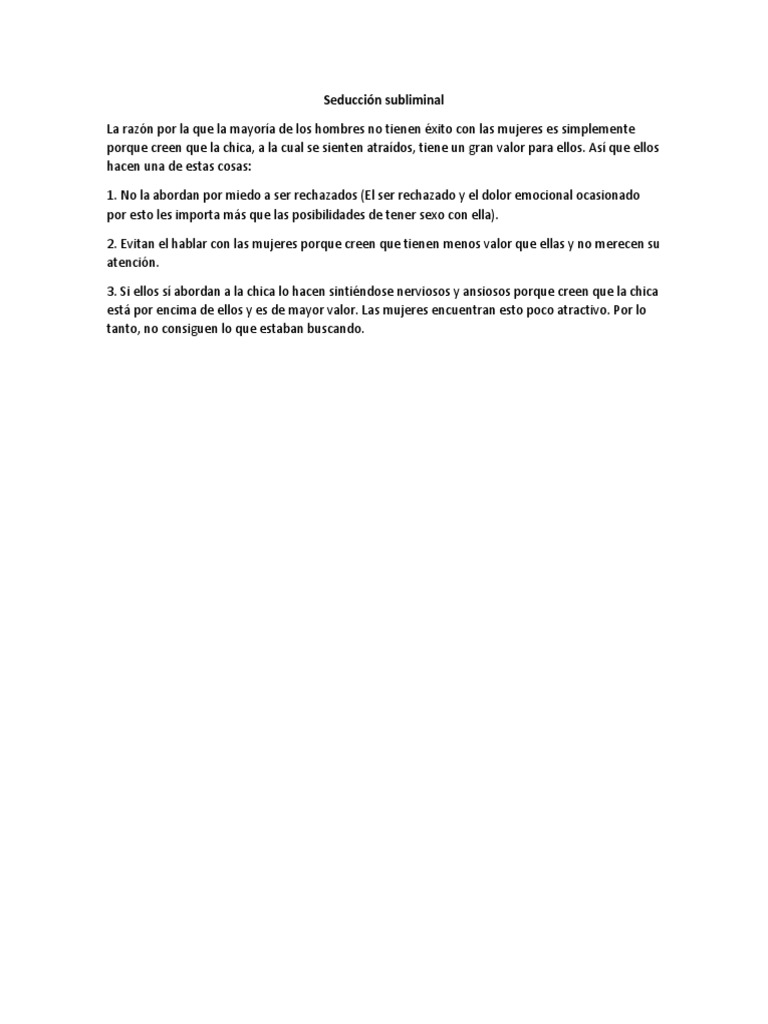 Seducción Subliminal: Claves para Enamorar | PDF | Relaciones ...