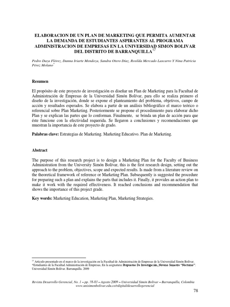 Plan de Marketing para Administración UB | PDF | Marketing | Universidad