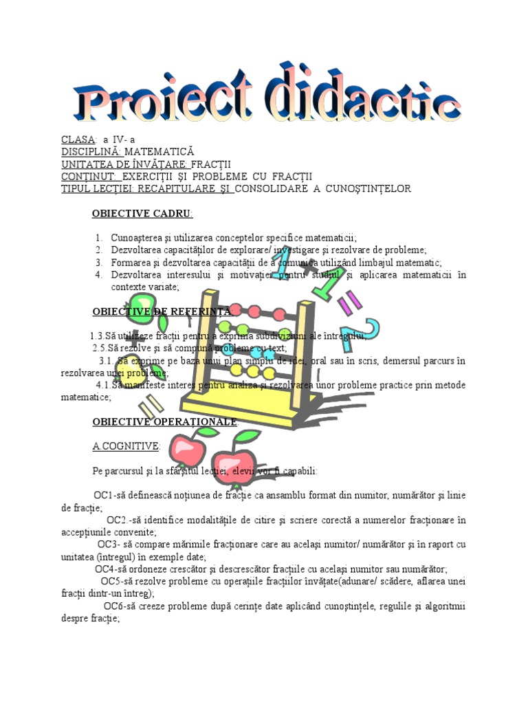 Proiect Didactic Matematica | PDF