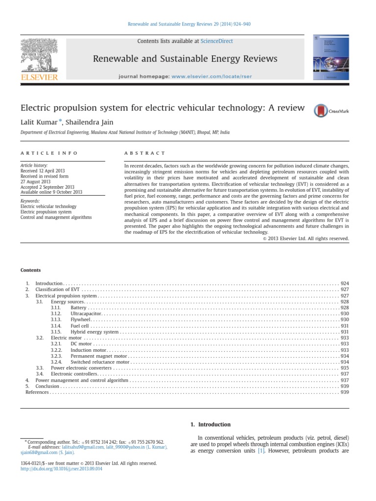 Electric Propulsion Systems for EVs | PDF | Fuel Cell | Proton Exchange ...