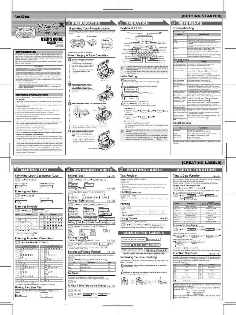 Brother P-Touch Label Maker Guide | PDF