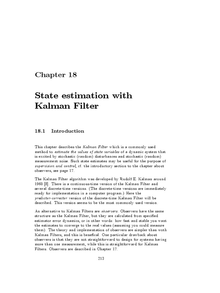 Kalman Filter for State Estimation | PDF | Teaching Methods & Materials ...