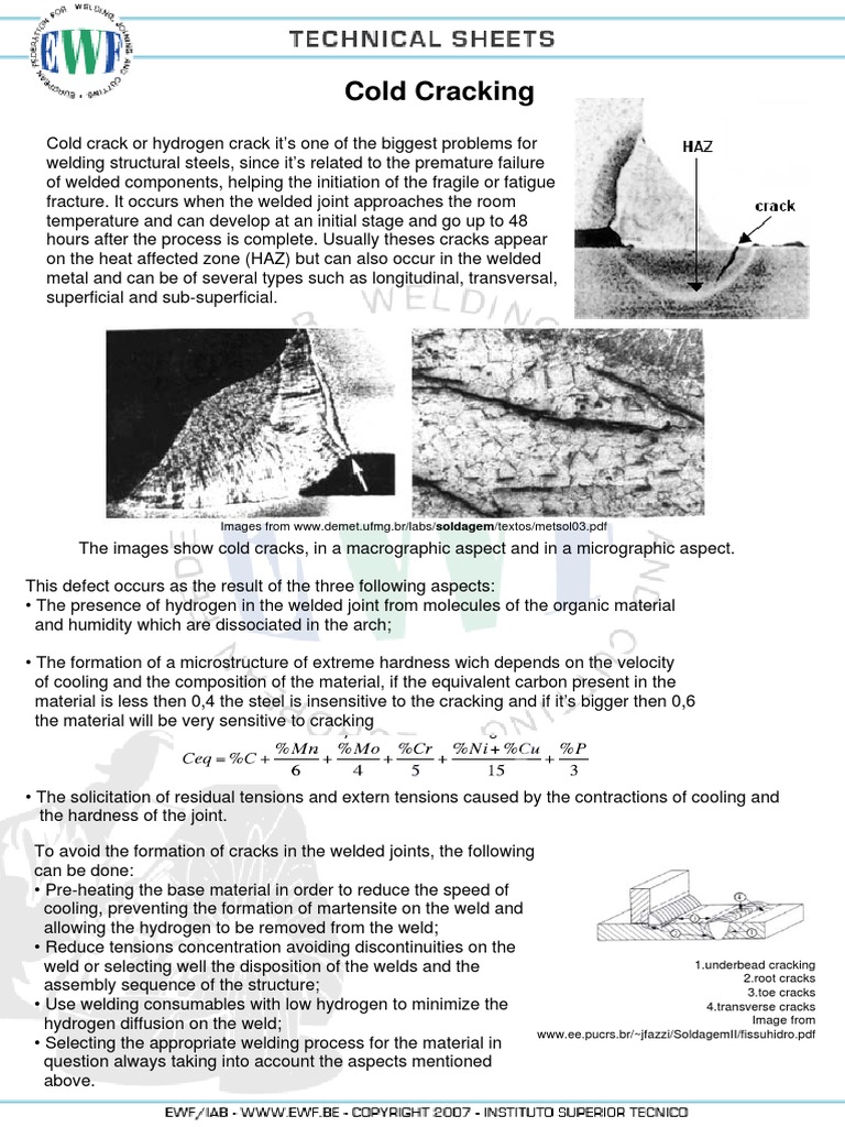 Cold Cracking in Welding | PDF