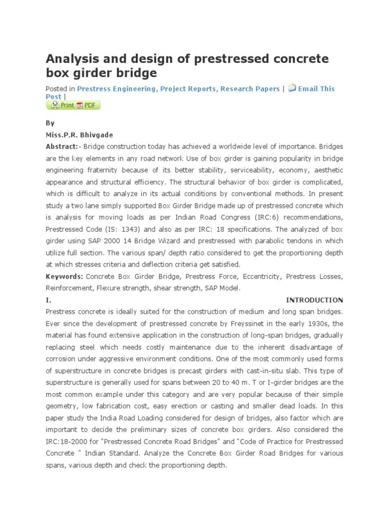 Analysis and Design of Prestressed Concrete Box Girder Bridge ...