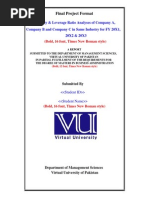Final Project Format for Liquidity and Leverage Ratio Analysis of Company a, Company B and Company C in Same Industry for FY 20X1 20X2 20X3