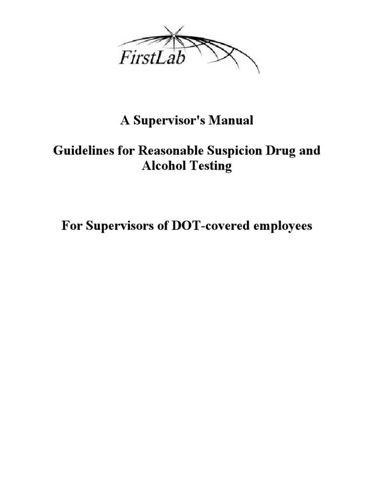 Reasonable Suspicion Drug Testing Supervisor Manual Drug Test