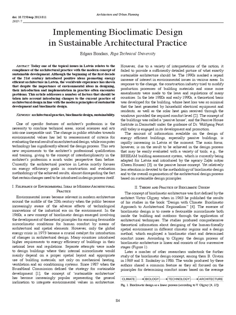 Implementing Bioclimatic Design in Sustainable Architectural Practice | PDF