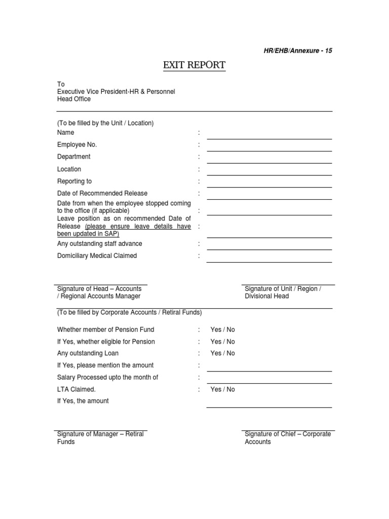 Employee Exit Report Template | PDF | Career & Growth