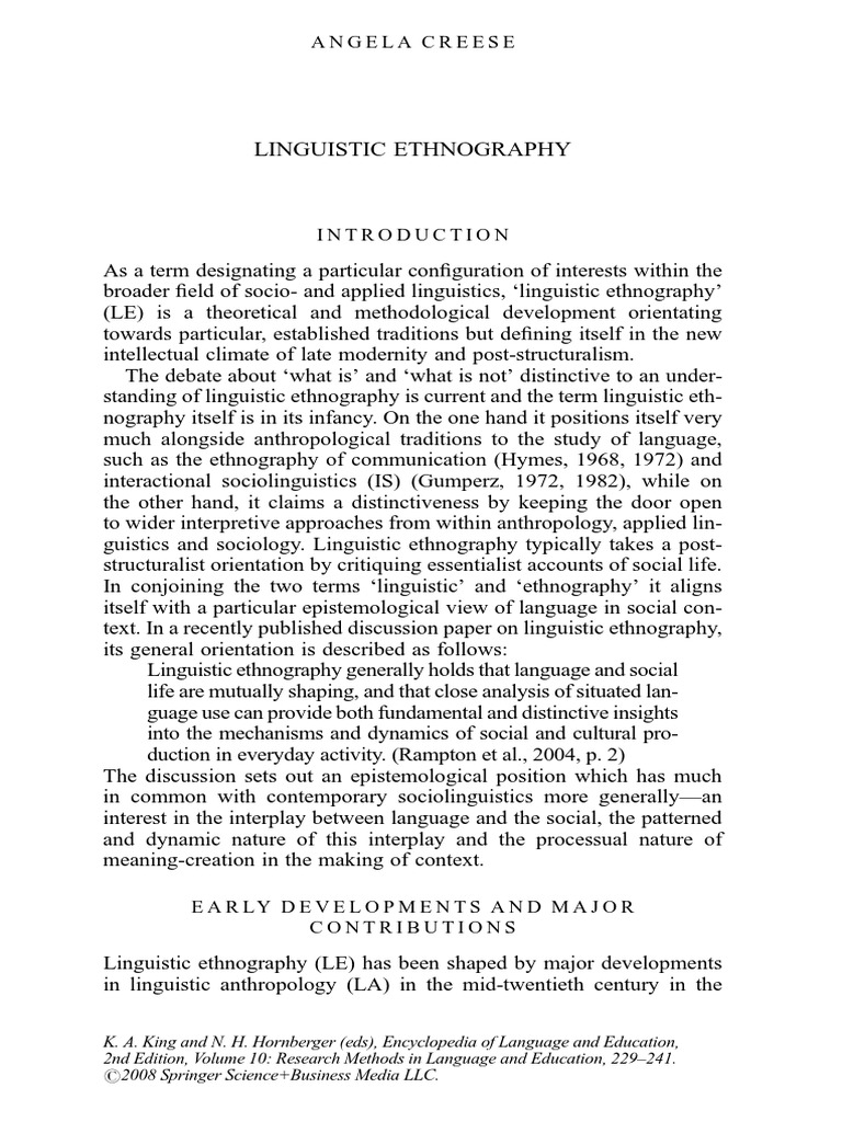 Ethnography Of English Language Essay