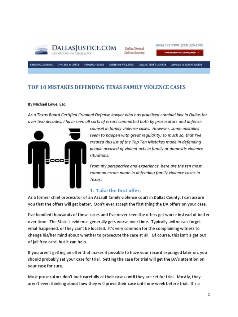 Top 10 Mistakes Defending Texas Family Violence Cases PDF