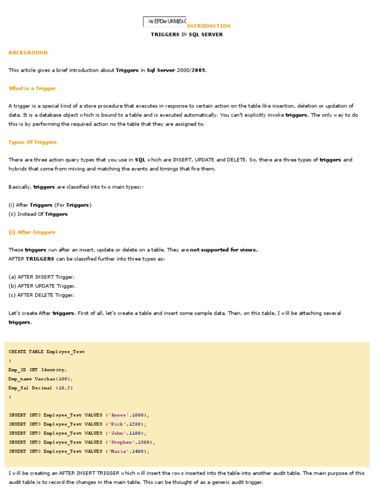 Triggers  PDF  Database Index  Microsoft Sql Server