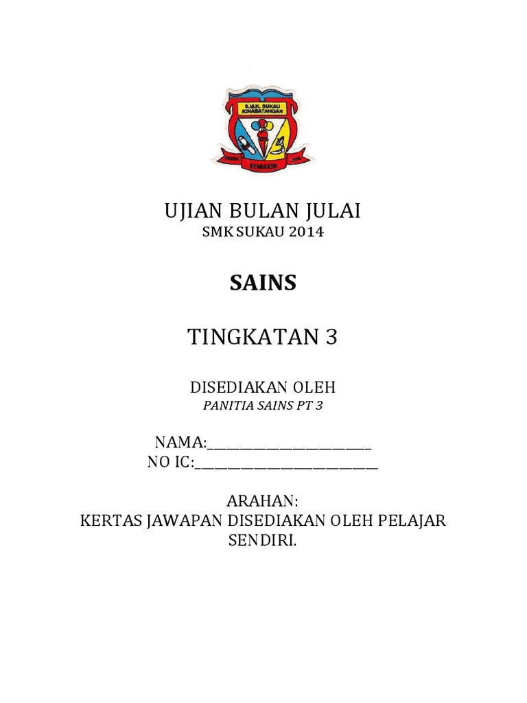 Soalan PT3 Sains