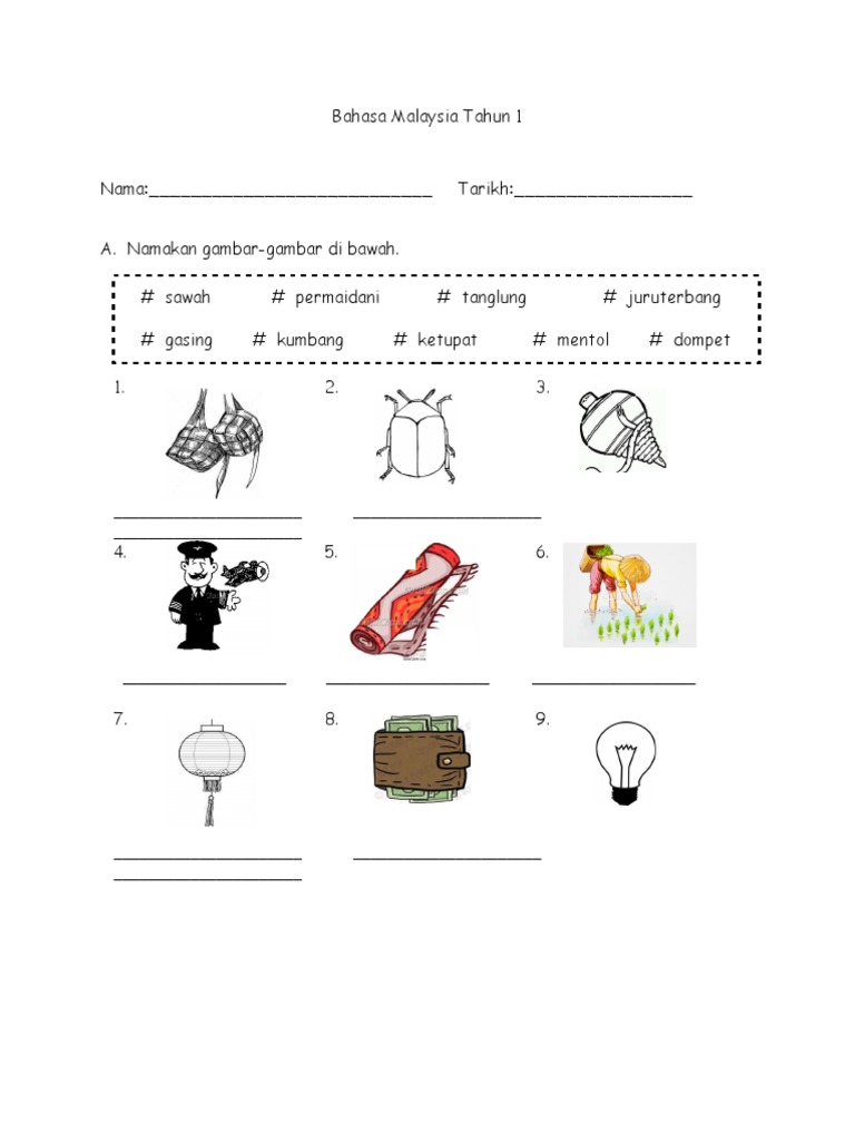 Bahasa Malaysia Tahun 1 Kata Nama Am Pdf
