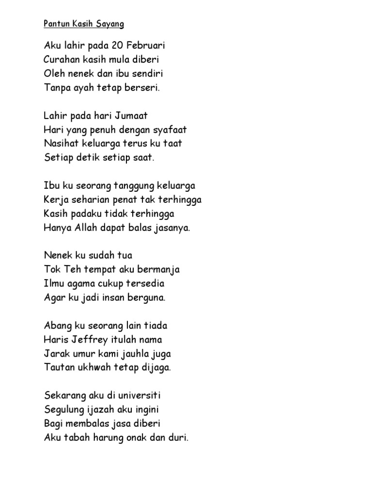 Pantun Kasih Sayang Pdf