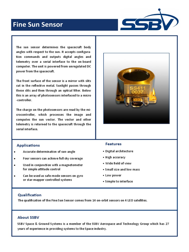 Fine Sun Sensor for Satellite Applications | PDF | Computers ...
