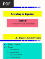 Investing in Equities: Topic 6