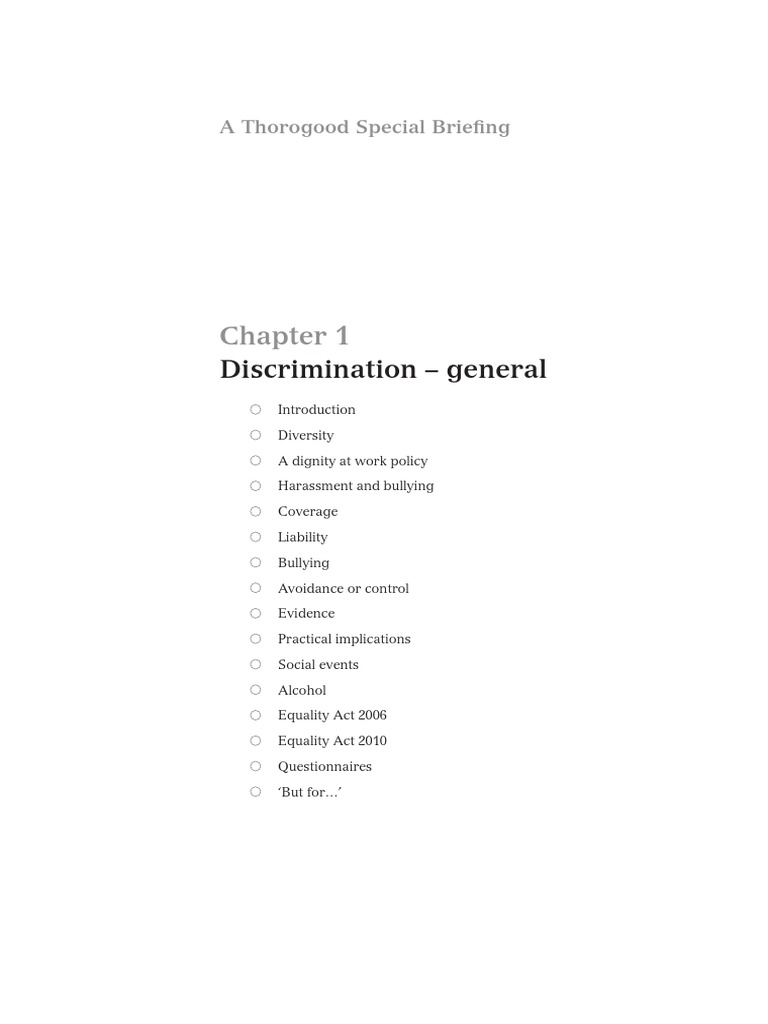 Sample - Chapter - Discrimination Law and Employment Issues | PDF ...