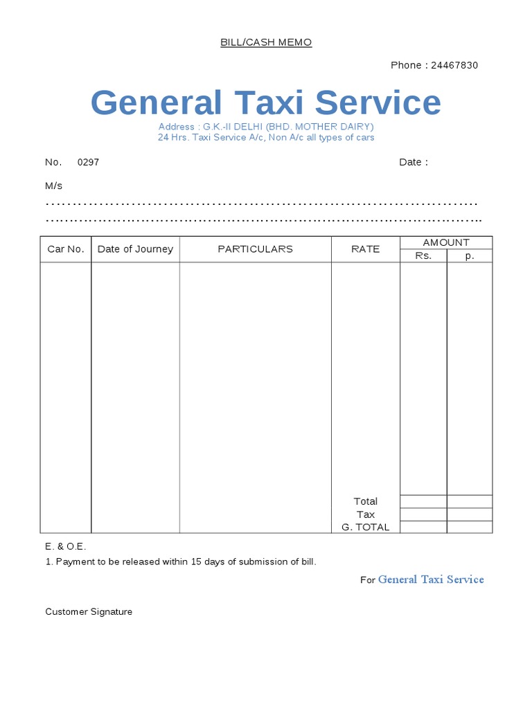 bill formats