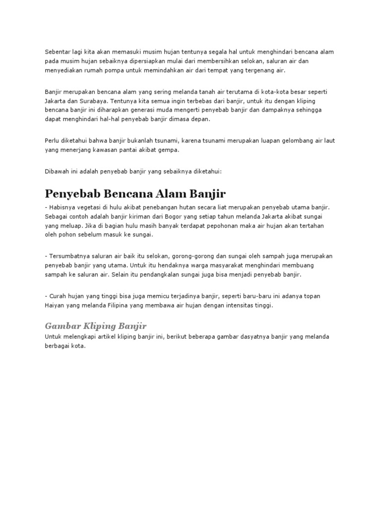 Kliping Bencana Alam Banjir